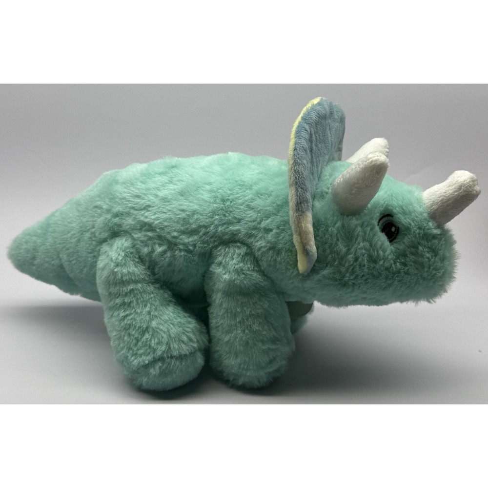 Greenbrier International Triceratops Plush Teal Blue Dinosaur Toy With Sound